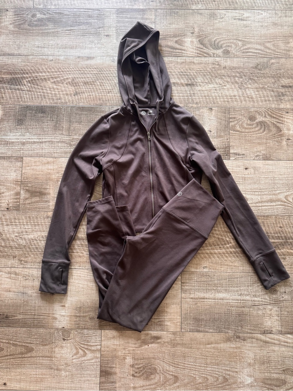 Gilly Hicks Women's Hooded Zip Jacket & Leggings Set in Brown